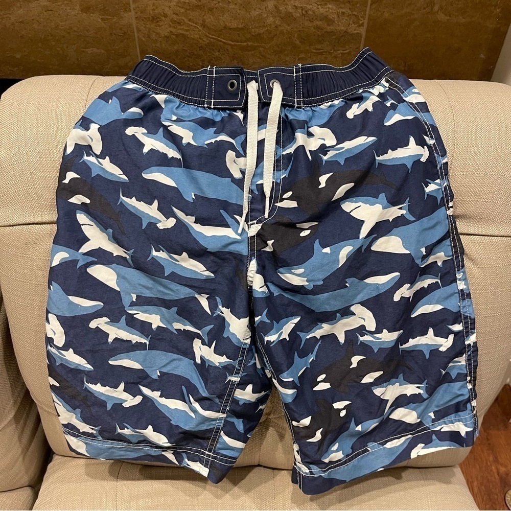 BC: Hanna Andersson Shark Print Swim Shorts Sz 10/ 140 cm
